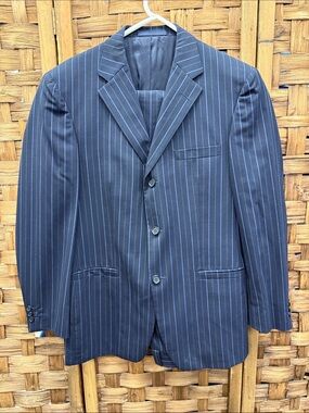 Versace Collection Navy Pinstripe Suit Jacket